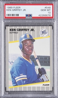 1989 Fleer #548 Ken Griffey Jr. Rookie Card - PSA GEM MT 10